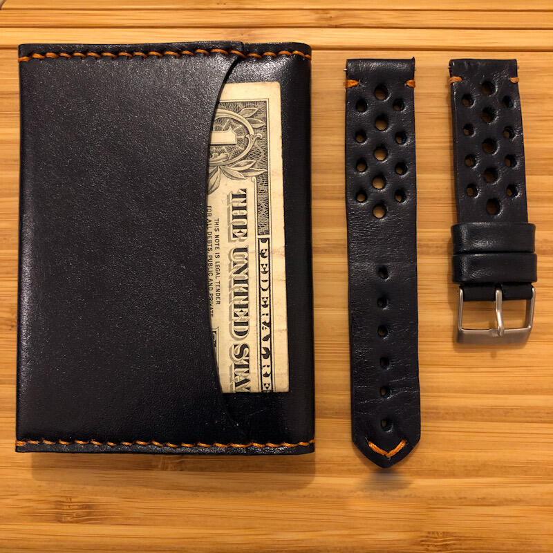 Adanino Slim Leather Bifold Rally custom leather watchstrap