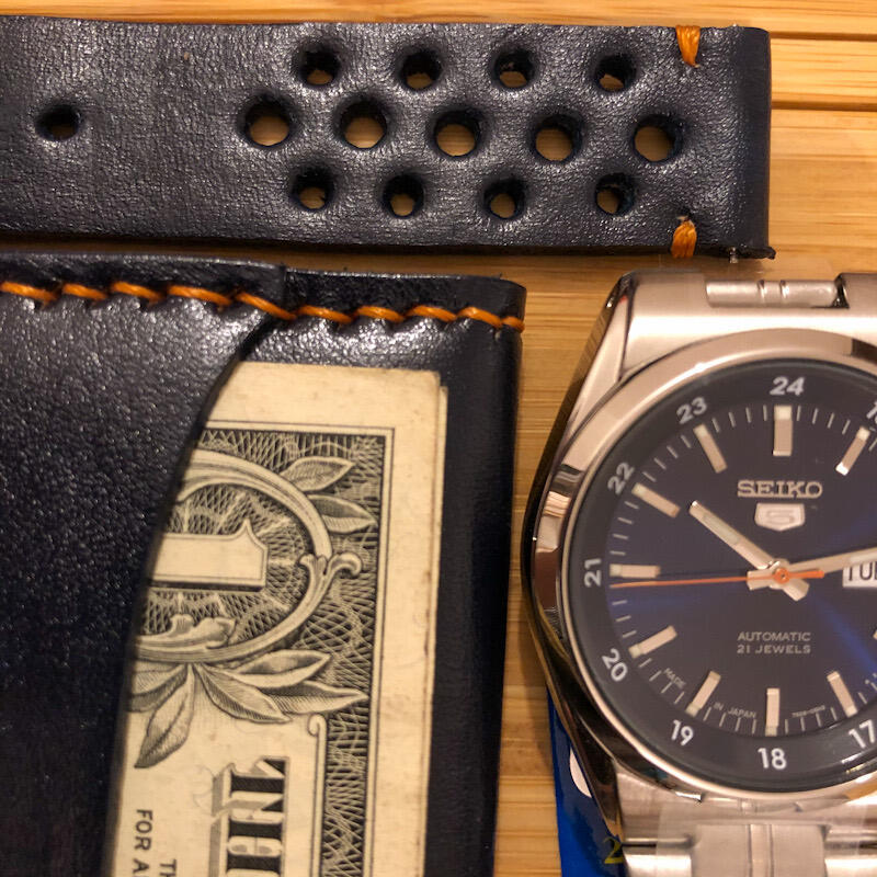 Adanino Slim Bifold Rally watchstrap handmade leather